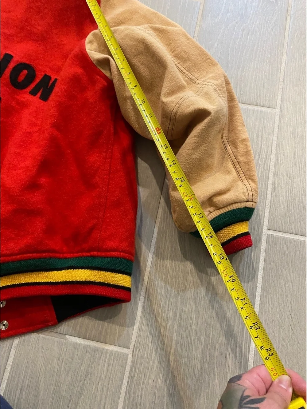 Vintage Groovy D.D Collection Red and Tan Varsity Jacket